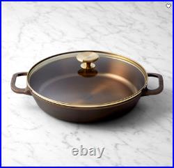 Smithey Seasoned Cast Iron Dual Handle Skillet with Lid 12 Inch Heavy Duty Fryin