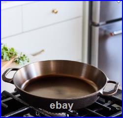 Smithey Seasoned Cast Iron Dual Handle Skillet with Lid 12 Inch Heavy Duty Fryin