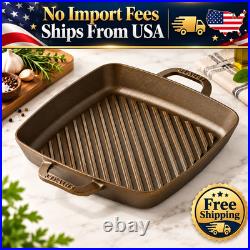 Smithey Seasoned Cast Iron Grill Pan 12 Inch Pre-Seasoned Dual Handle Smithey Seasoned Cast Iron Grill Pan 12 Inch Pre-Seasoned Dual Handle