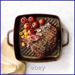 Smithey Seasoned Cast Iron Grill Pan 12 Inch Pre-Seasoned Dual Handle