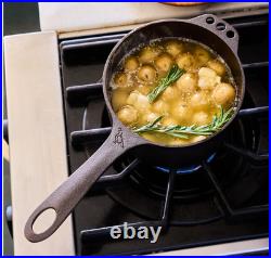 Smithey Seasoned Cast Iron Saucepan 1 Qt Heavy Duty Cooking Pot Cookware