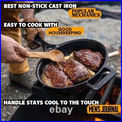 Stargazer 12-Inch Cast Iron Skillet Made in USA, Seasoned, Even Heat Distribut