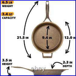 Stargazer 12-Inch Cast Iron Skillet Made in USA, Seasoned, Even Heat Distribut