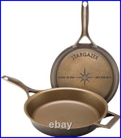 Stargazer 12-Inch Cast Iron Skillet Made in USA, Seasoned, Even Heat Distribut
