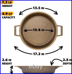 Stargazer 13.5-Inch Cast Iron Braiser Pan 4.9-Quart, Made in USA, Seasoned, Pr