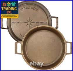 Stargazer 13.5-Inch Cast Iron Skillet Made in USA, Seasoned, Premium Frying Pa