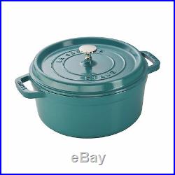 Staub 11024105 Cast Iron Round Cocotte, 4 Quart, Turquoise