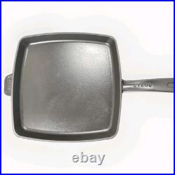 Staub 12 Square Cast Iron Plancha Griddle Skillet Pan #30 Basil Green France NM