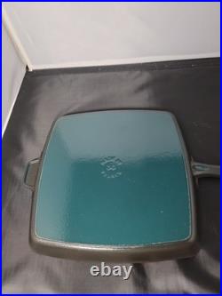 Staub 12 Square Cast Iron Plancha Griddle Skillet Pan #30 Basil Green France NM