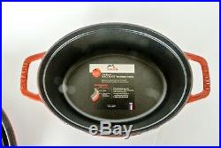 Staub 2.5 QT Quart Oval Dutch Oven Red Grenadine New No Box