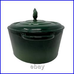 Staub 27 Basix Oval Cast Iron 4 qt Dutch Oven Green Rooster Lid France Vintage