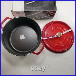 Staub 4QT Round Dutch Oven Enameled cast iron La Cocotte Cherry Red Made France