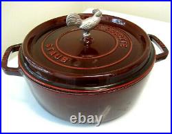 Staub 5 1/2 Qt. Dutch Oven Rooster Knob/ Grenadine