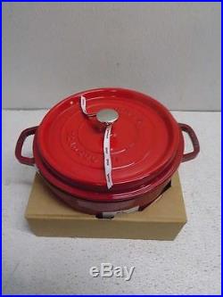 Staub 5.5-quart Cherry Red Round Dutch Oven with Two Mini Cast Iron Cocottes