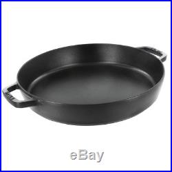 Staub Cast Iron 13 Double Handle Fry Pan Visual Imperfections Matte Black