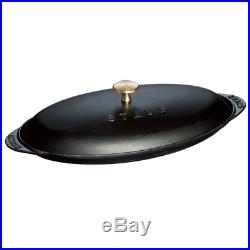 Staub Cast Iron 14.5 x 8 Covered Fish Pan Matte Black