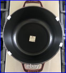 Staub Cast Iron 3.75 qt Essential French Oven Rooster Lid Grenadine NWB France