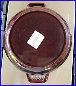 Staub Cast Iron 3.75 qt Essential French Oven Rooster Lid Grenadine NWB France