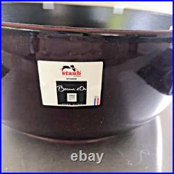 Staub Cast Iron 3.75 qt Essential French Oven Rooster Lid Grenadine NWB France