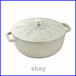 Staub Cast Iron 3.75-qt Essential French Oven with Snowflake Lid White Truffle