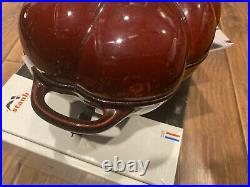 Staub Cast Iron 3 Qt Tomato Cocotte with Brass Handle GRENADINE New In Box