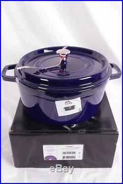 Staub Cast-Iron 4-piece cookware set Dutch oven, fry & grill pan, sapphire blue