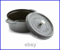 Staub Cast Iron 4 qt Round Cocotte Graphite Grey