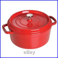 Staub Cast Iron 4-qt Round Cocotte Visual Imperfections Cherry
