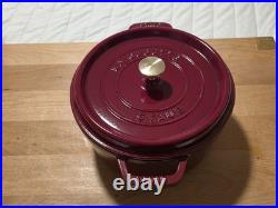 Staub Cast Iron 4 qt, Round, Dutch Oven, Cherry