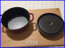 Staub Cast Iron 4 qt, Round, Dutch Oven, Cherry