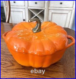 Staub Cast Iron Pumpkin Cocotte Large 5-Qt Dutch Oven Orange Ombré