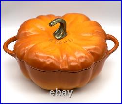 Staub Cast Iron Pumpkin Cocotte Large 5-Qt Dutch Oven Orange Ombré