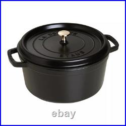 Staub Cast Iron Round Cocotte, Dutch Oven, 7-quart, serves 7-8, Made in France, Blk