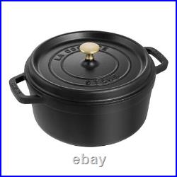 Staub Cast Iron Round Cocottes 4 Qt, Round, Cocotte, Black Matte