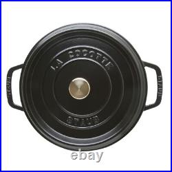 Staub Cast Iron Round Cocottes 4 Qt, Round, Cocotte, Black Matte