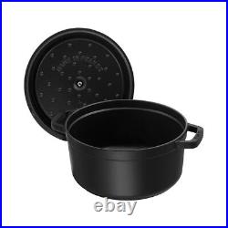 Staub Cast Iron Round Cocottes 4 Qt, Round, Cocotte, Black Matte