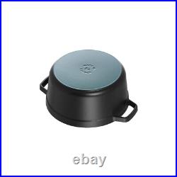 Staub Cast Iron Round Cocottes 4 Qt, Round, Cocotte, Black Matte