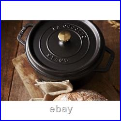 Staub Cast Iron Round Cocottes 4 Qt, Round, Cocotte, Black Matte