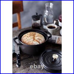 Staub Cast Iron Round Cocottes 4 Qt, Round, Cocotte, Black Matte