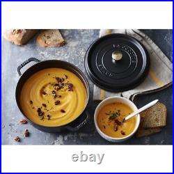 Staub Cast Iron Round Cocottes 4 Qt, Round, Cocotte, Black Matte
