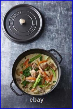 Staub Cast Iron Round Cocottes 4 Qt, Round, Cocotte, Black Matte