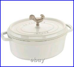 Staub Cocotte Cast Iron 5.75-qt. Steel Knob Enamel Bottom Dishwasher Safe White