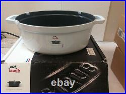 Staub Cocotte Cast Iron 5.75-qt. Steel Knob Enamel Bottom Dishwasher Safe White