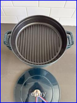 Staub Enameled Cast Iron 4-Piece Stackable Cookware Set La Mer BRAND NEW SEE Staub Enameled Cast Iron 4-Piece Stackable Cookware Set La Mer BRAND NEW SEE