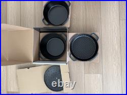 Staub Enameled Cast Iron 4-Piece Stackable Cookware Set La Mer BRAND NEW SEE