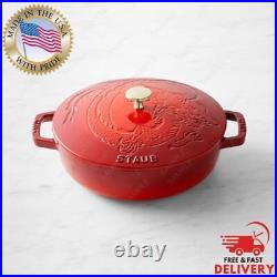 Staub Enameled Cast Iron Braiser with Dragon Lid, 2 1/2-Qt