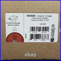 Staub Enameled Cast Iron Dutch Oven Round 5 Qt #26 Cherry Red