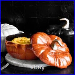 Staub Enameled Cast Iron Pumpkin Cocotte 3.5 Qt Cinnamon Orange Pot