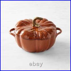 Staub Enameled Cast Iron Pumpkin Cocotte 3.5 Qt Cinnamon Orange Pot