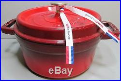 Staub La Cocotte Cast Iron 5.5qt Round Dutch Oven Red Enameled- Made in France